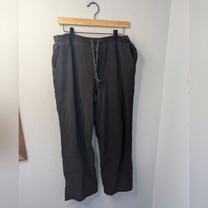 Lands’ End Brown‎ Fleece Lined Drawstring Lounge Pants Size L 14/16